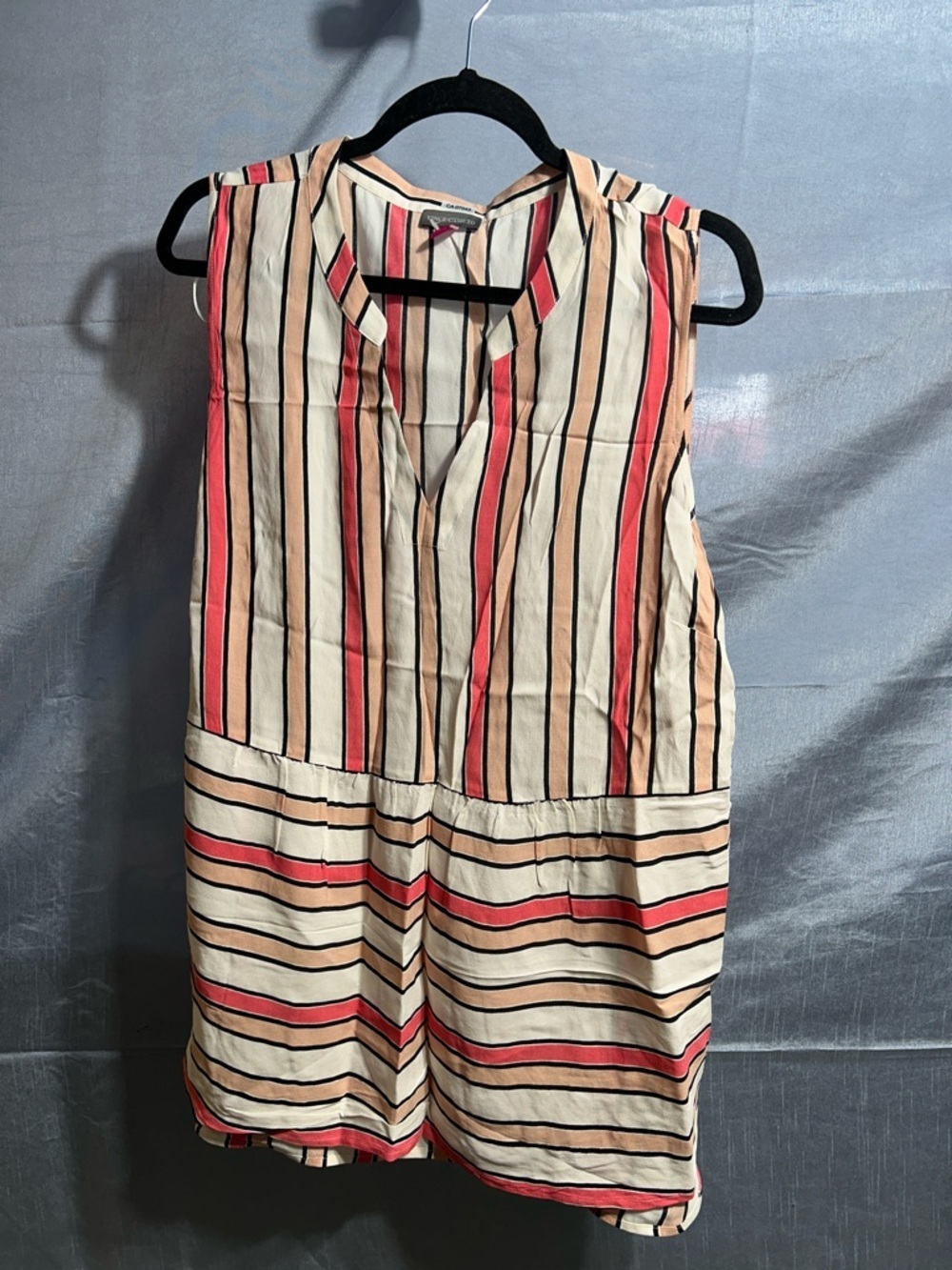Vince Camuto Striped Sleeveless Top in Cream, Coral & Black